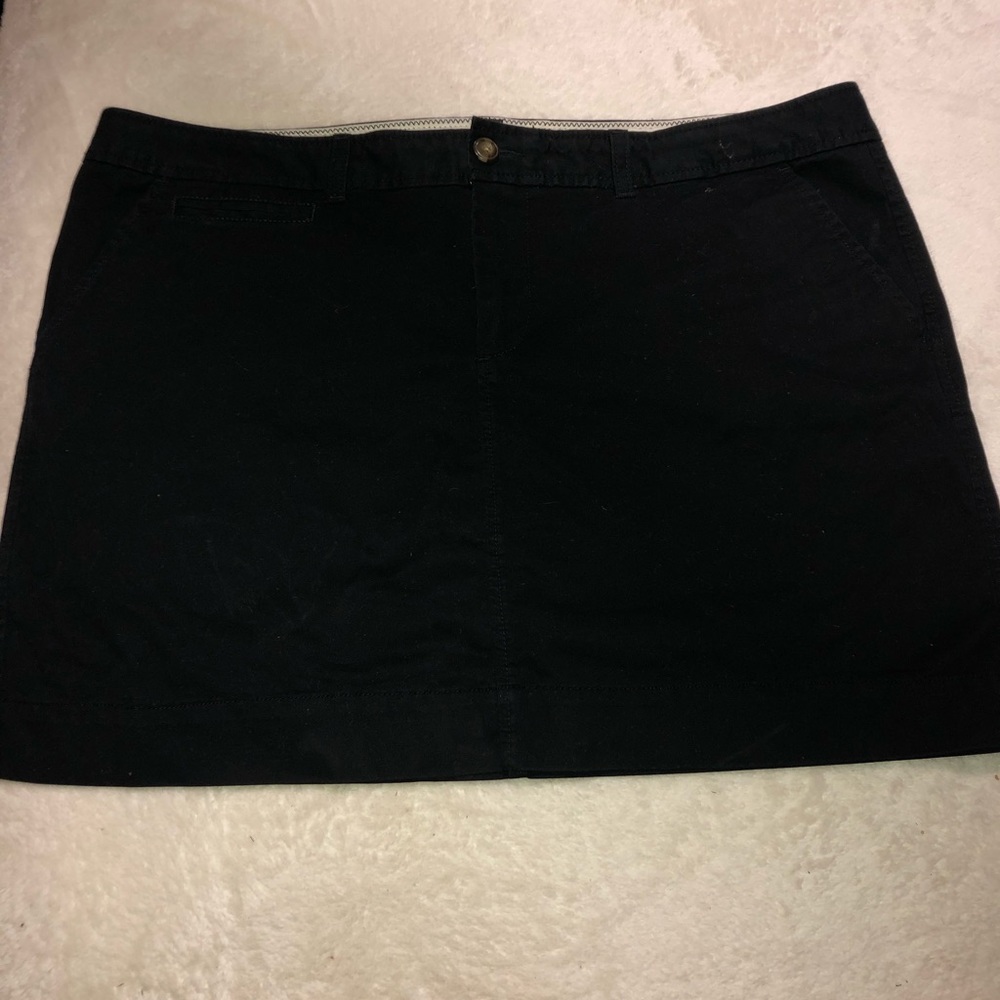 Black chino cotton stretch skirt size 14 pockets
